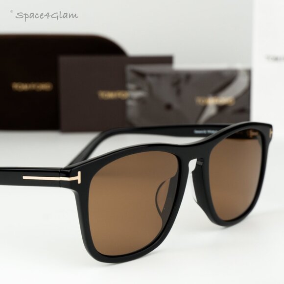 Tom Ford Men Sunglasses Black Amber Brown Square FT0930 01E BRAND NEW - Picture 1 of 10